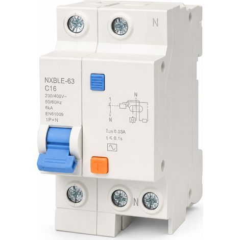Disjoncteur différentiel 1P+N C16A courbe C 6kA EN61009