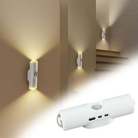 Tri-Color Magnetic LED Night Light with Smart Motion Sensor and USB Charging (4 Pack). (1/5)