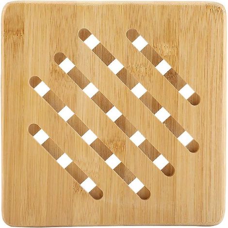 Ensemble de tapis isolants thermiques, dessous de plat, chauffe-plats, set de table en bambou quadrillé, résistant à la chaleur (2024). (1/5)