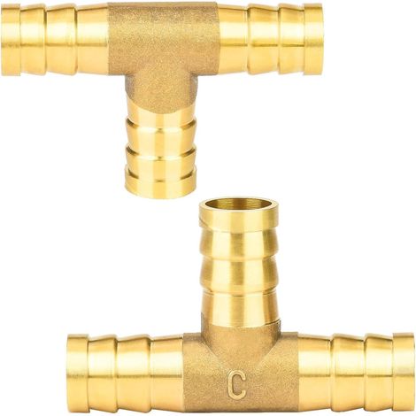 Lot de 2 raccords de tuyau en T en laiton pour tuyau à air comprimé (10 mm) (1/5)