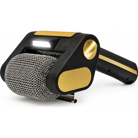 Nettoyeur de gril électrique sans balais : brosse rotative pour gril de barbecue avec éclairage LED et rouleau en acier inoxydable 304 pour éliminer les résidus alimentaires brûlés (bruns). (1/5)