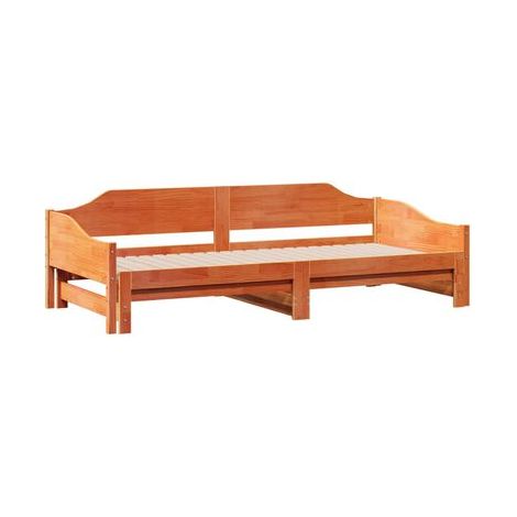 Lit de jour/lit tiroir sans matelas, 80 × 200 cm, bois massif, rangement pratique intégré, structure en bois massif, pour chambre, confort quotidien, assemblage rapide (1/5)