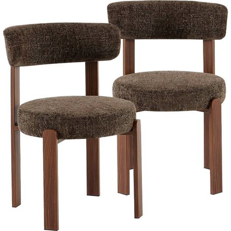 Chaise en tissu marron et métal effet bois Manon (lot de 2) (1/5)