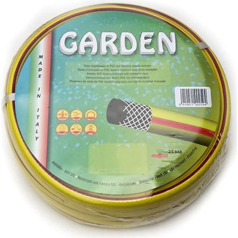 Manguera de jardín de 1 " x 50 mt. MADE IN ITALY Manguera de agua reforzada para riego de jardín de casa.