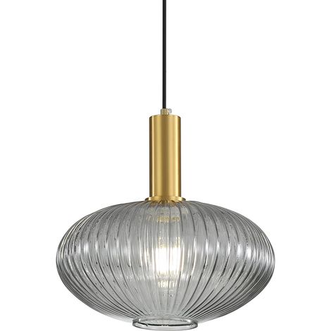 Suspension Luminaire en Verre,Vintage Lustre Suspendu Intérieur, Lampe Suspendue pour Salle à Manger Cuisine Salon Chambre & Cuisine (Gris, 30CM) (1/5)