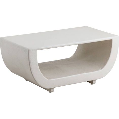 Table basse en bois effet crépi blanc Thomas (1/5)
