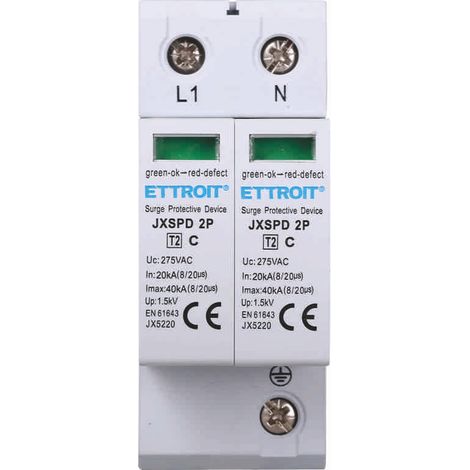 ETTROIT JX5220 Scaricatore Di Sovratensione 2P 20KA-40KA T2 2P 275V 20KA