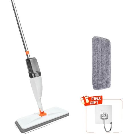 Mocio spray, panno in microfibra, design leggero, mocio - 2 panni - ganci (1/2)