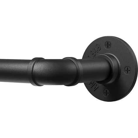 Industrial Curtain Rod, 80-218 cm, Extendable Curtain Rod, 25 mm Diameter Ceiling Mount, Patio, Sliding Door, Living Room – Black (1/4)