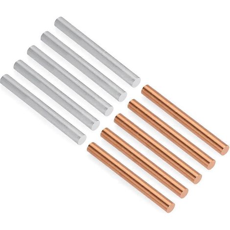Packung mit 10 reinen, verzinkten Kupferstangen, runde Metallstangen mit einer Länge von 100 mm und einem Durchmesser von 10 mm für Galvanisierungs- und Metallbearbeitungsprojekte. (1/5)