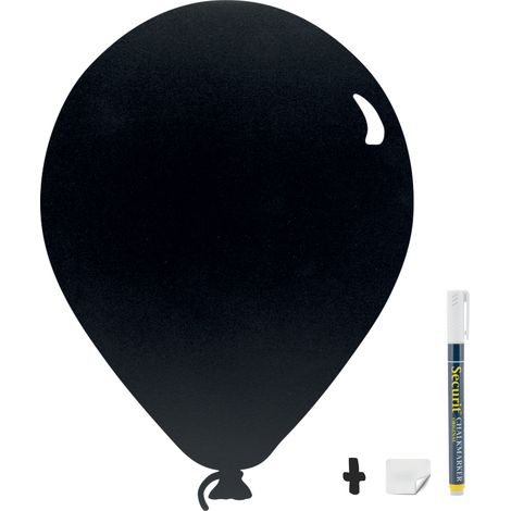 Silhouette ardoise ''Ballon'' - Feutre-craie inclus et kit velcro pour accrochage mural - 30x50cm - Securit