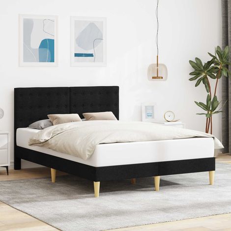 vidaXL Cadre de lit avec tête de lit Noir 160 x 200 cm Tissu (1/5)