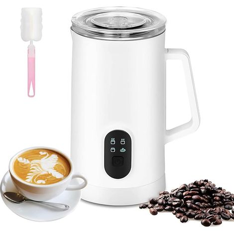Montalatte elettrico - Montalatte automatico in acciaio inox da 350 ml per latte caldo e freddo con touch screen, cambio modalità con un clic per caffè, latte, cappuccino e altro ancora, bianco