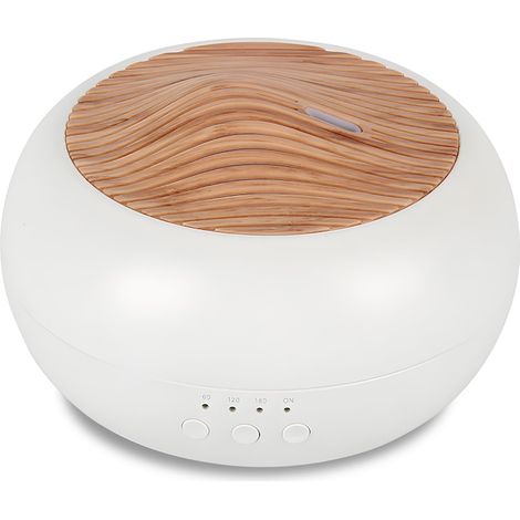Ultraschall-Luftbefeuchter mit Aromatherapie-Diffusor, 8 LED-Farben, 2 Lichtintensitätsstufen, 12 W, 250 ml, Timer, Weiß-Holz (1/5)