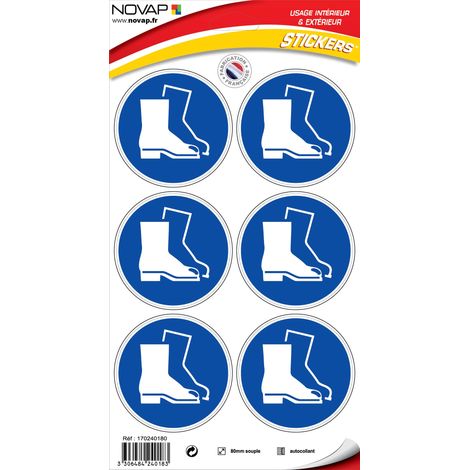 Planche 6 Pictogrammes Ø 80mm - Obligation de Porter des Chaussures de Sécurité - 4240183