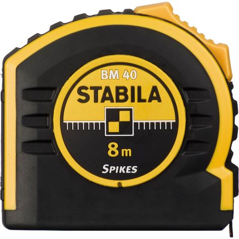 STB17745 - Flessometro 8 m 25 mm, mod. BM 40, ABS, clip metallica, nastro giallo con vernice in poliammide, Classe II, scala graduata su entrambi i lati (1/3)