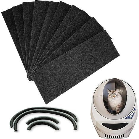 Lot de 10 filtres à charbon de rechange et 1 bande d'étanchéité de rechange compatible avec Litter Robot 3, Filtre à charbon pour litière pour chat avec accessoires Absorbe les odeurs (1/5)