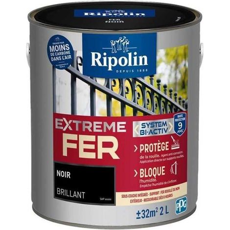 Ripolin 396703 Pintura Hierro Negro Brillante 2L
