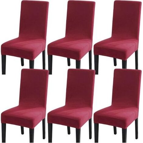 Housse Chaise Élastique Spandex Revêtement de Chaise Extensible (6pcs,Le grand rouge) (1/4)