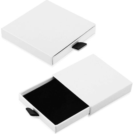 JANMIR-Lot de 2 boîtes cadeaux en carton pour bijoux, petite boîte blanche (2,9 x 3,1 x 0,7 pouces)