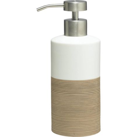 1 - Pompe à savon - Porcelaine - Design texturé pour meilleure prise en main - Pour salle de bains cuisine toilettes - Sable