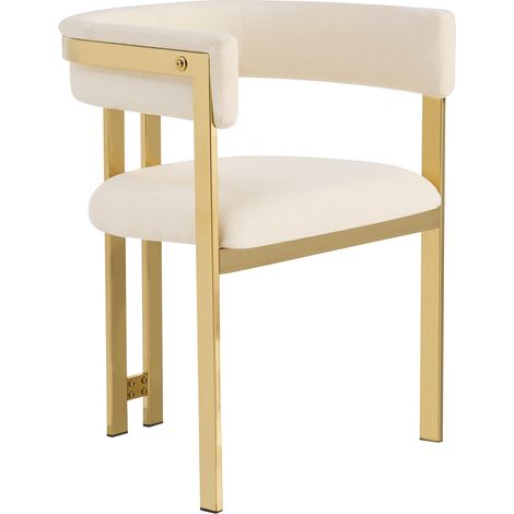 4 sillas de comedor de chenilla beige y dorado, estilo moderno (1/5)