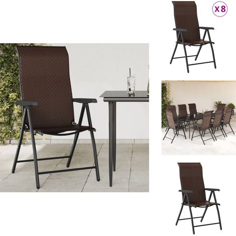 Chaises pliables de jardin lot de 8 marron résine tressée - Chaise De Jardin - Fauteuil De Jardin - Mobilier De Jardin - Résine Tressée - Chaise Pliante (1/5)