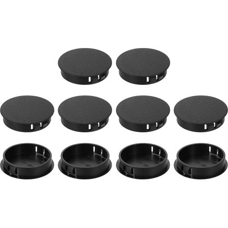10 x Hole Stoppers, 45 mm (1-3/4 Inches) Plastic Blanking Caps for Drilling Holes, Round Hole Cover for Inserting Furniture, Cabinet, Panels, Wall, Black (1/5)