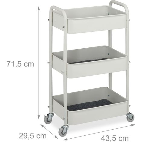 Pratico carrello da cucina a 3 livelli portaoggetti 71,5 x 43,5 x 29,5 cm in acciaio nero 130016187