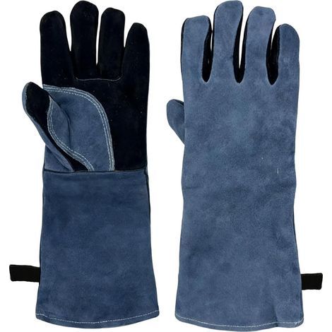 Heat-Resistant Leather BBQ Gloves, High-Temperature Resistant Leather BBQ Gloves for Ovens, Fireplaces, Fires, and Welding (1/5)