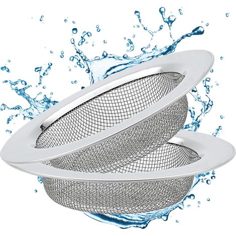 Lot de 2 filtres à cheveux en acier inoxydable, passoire de vidange, filtre d'évier, compatible avec salle de bain, baignoire, cuisine (7,7 cm)