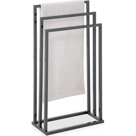 Idimex – Porte-serviettes en métal laqué gris – 3 tringles à hauteurs variées – Design moderne pour salle de bain – Assemblage facile