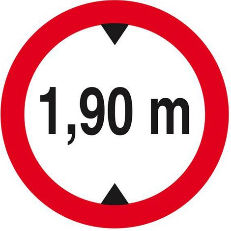 Sofop – Panneau d'interdiction véhicule hauteur max 1,90m – Circulaire 300mm – Polystyrène choc 3mm – Usage intérieur/extérieur