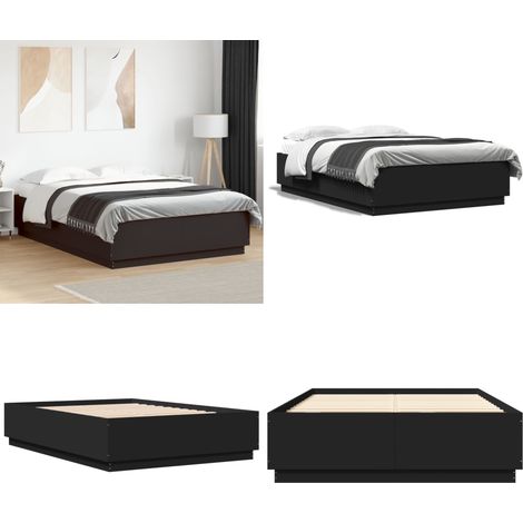 Cadre de lit sans matelas noir 150x200 cm - Cadre De Lit - Lit Double - Lit Noir - Meuble Chambre - Literie - Home & Living (1/5)