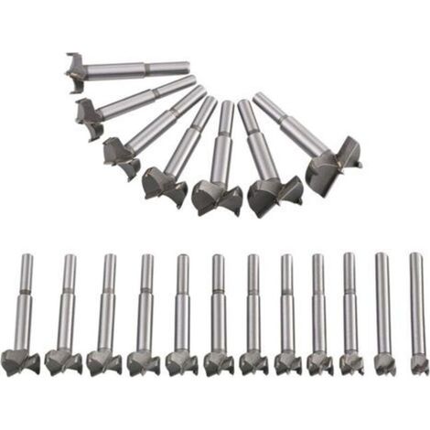 Mèches Bois 19PCS (10MM - 40MM) Fraise Carbure, L'installation de Portes Sphériques, Tiroirs, Mèches à Façonner Foret pour Faire Des Trous Propres à Fond Plat Dans Le Bois (1/5)
