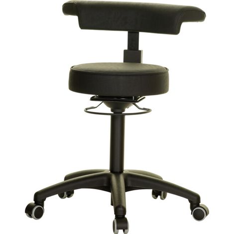 STIER Tabouret pivotant noir Ø 360 mm réglable en hauteur 110 kg dossier et accoudoirs 360° (1/3)