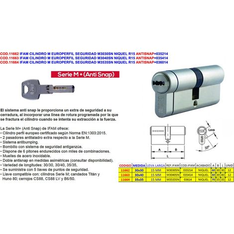 Cylindre de sécurité IFAM Finstoc M3040S NQ R15