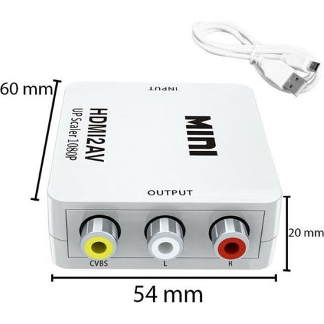 Retoo Adaptateur RCA vers HDMI Mini AV RCA CVBS vers HDMI Convertisseur S vidéo Adaptateur compatible 1080P pour PS2 Wii (1/3)