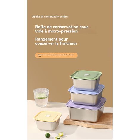 Lot de 4 boîtes de conservation en acier inoxydable sans magnétisme, design élégant, couvercle hermétique, boîtes à lunch pour la maison, rangement frigo, compatibles micro-ondes et lave-vaisselle (1/5)
