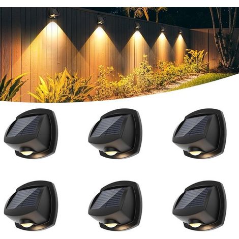 Iluminación solar exterior impermeable IP65, Luces solares para escaleras, cercas, patios y escaleras, LED bicolor con 3 modos de luz, 6 piezas (1/5)