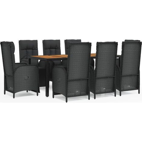 Maison Exclusive - Set da Pranzo da Giardino 9 pz con Cuscini Nero in Polyrattan