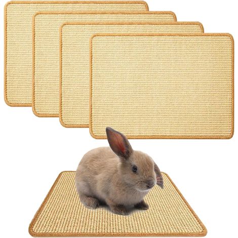 4pcs Natural Rabbit Scratch Pads, Claw and Teeth Care Mat, Rabbit Mat for Cages, Rabbit Cage Chew Toys, Bite Sleeping Bite Bedding Nesting (1/5)