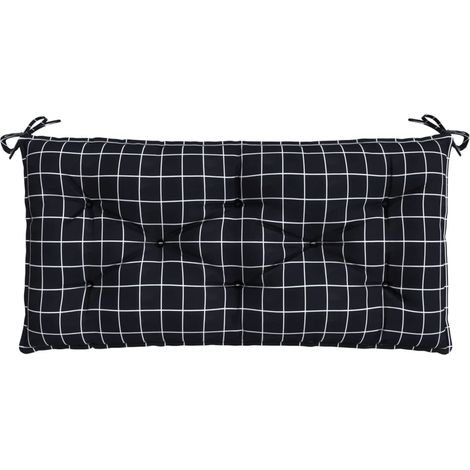 Cuscino Panca Giardino Motivo a Quadri Nero 110x50x7 cm Tessuto vidaXL (1/5)