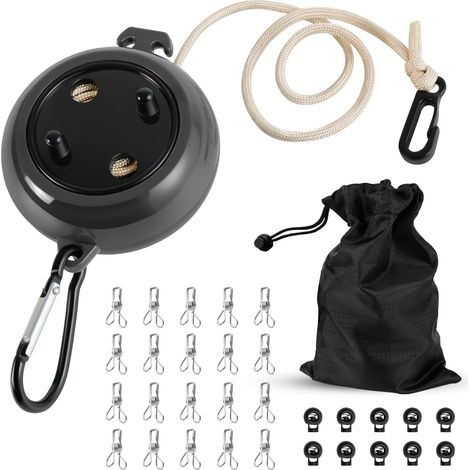 Corde à linge rétractable 10 mètres pour camping et voyage, accessoire pour extérieur, jardin, caravane et camping-car (1/5)