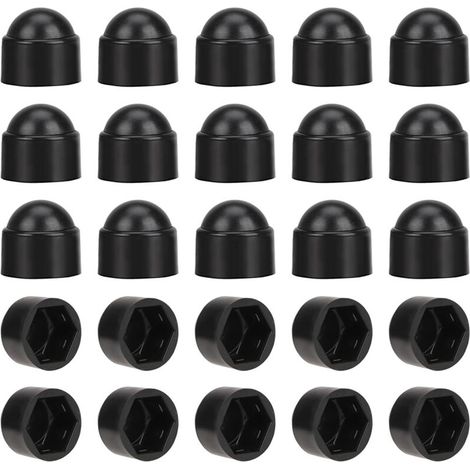 Cache-écrous M10 pour clé de 17 Noir 50 pcs. Bouche-trou,Cache-écrous hexagonaux, cache-vis, cache-écrous décoratifs. (1/5)