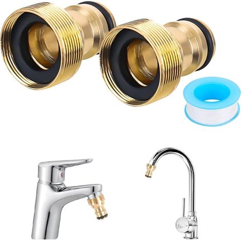 Universal Mixer Connector Parts - Hose Adapter - Quick Coupler - Garden Hose Connector (External Thread, Gold) (1/5)