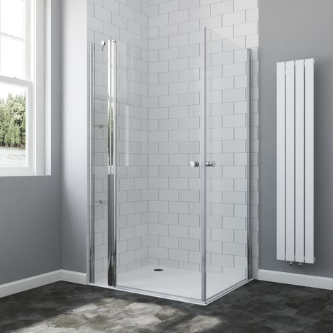 Duschabtrennung Drehtür Duschkabine Eckeinstieg Doppeltür mit Festteil, aus 6mm ESG-Sicherheitsglas inkl. Easy-Clean-Beschichtung, mit Eckregale Duschablage, Spritzschutz im Bad, 13. 100x80x197 cm (1/5)