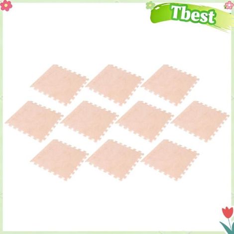 Tbest Tapis de sol emboîtable en peluche épais Tapis de sol en mousse pelucheux, 10 pièces, puericulture d'eveil Bronzage clair (1/5)