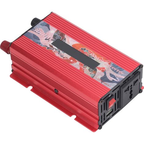 Onduleur Solaire 3000W Pur Sinus, Convertisseur DC 24V vers AC 220V, Design Pivoine Tendance, Rouge, avec Port USB 2.0A, Ventilateur et Écran LCD pour Usage Extérieur (1/5)