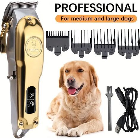 Kit de toilettage pour animaux de compagnie rechargeable par USB, faible bruit, avec lame aiguisée, protection de la peau, pour chien et chat, batterie au lithium série 18650 (1/5)